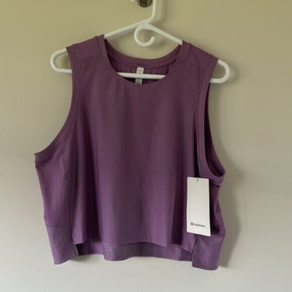 Lululemon Women Purple Mesh Back Cropped Train Tank Top Size 12 - Picture 4 of 13